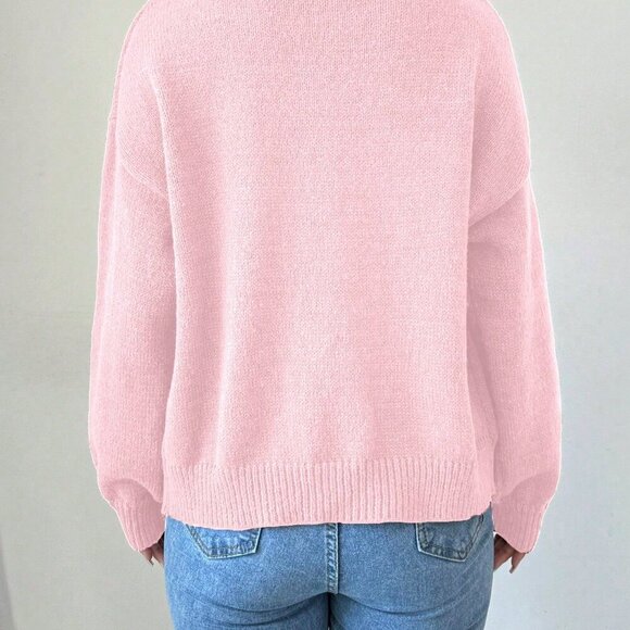 Pink Casual Women's Knit Long Sleeve Cardigan - Picture 2 of 6